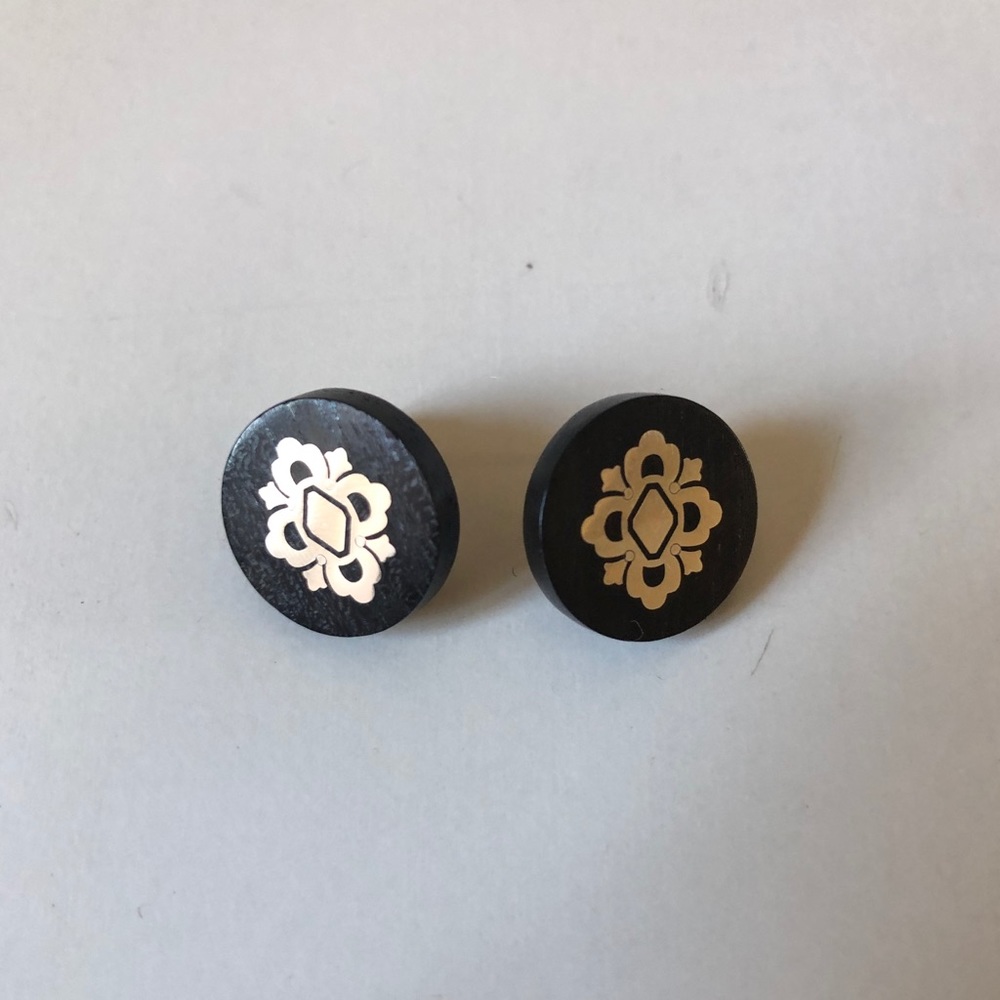 Buccellati Wood & Sterling Silver Stud Earring